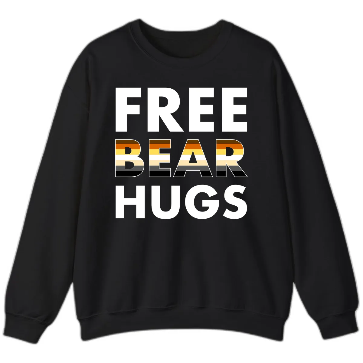 Free Bear Hugs Pride Flag Design Sweatshirt in Black
