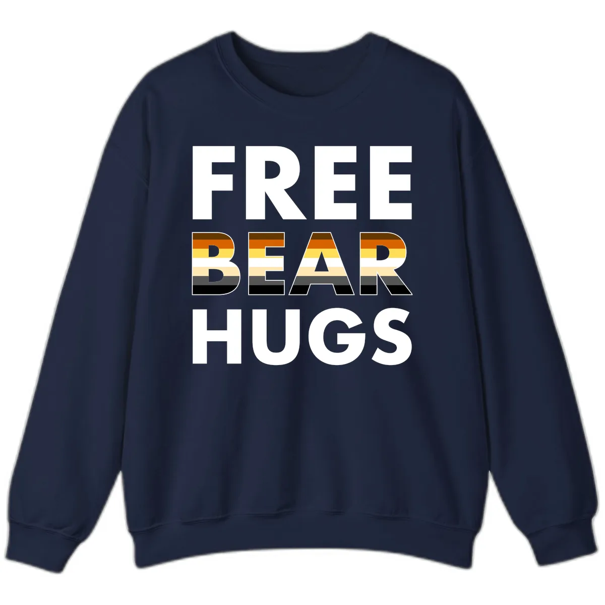 Free Bear Hugs Pride Flag Design Sweatshirt in Navy