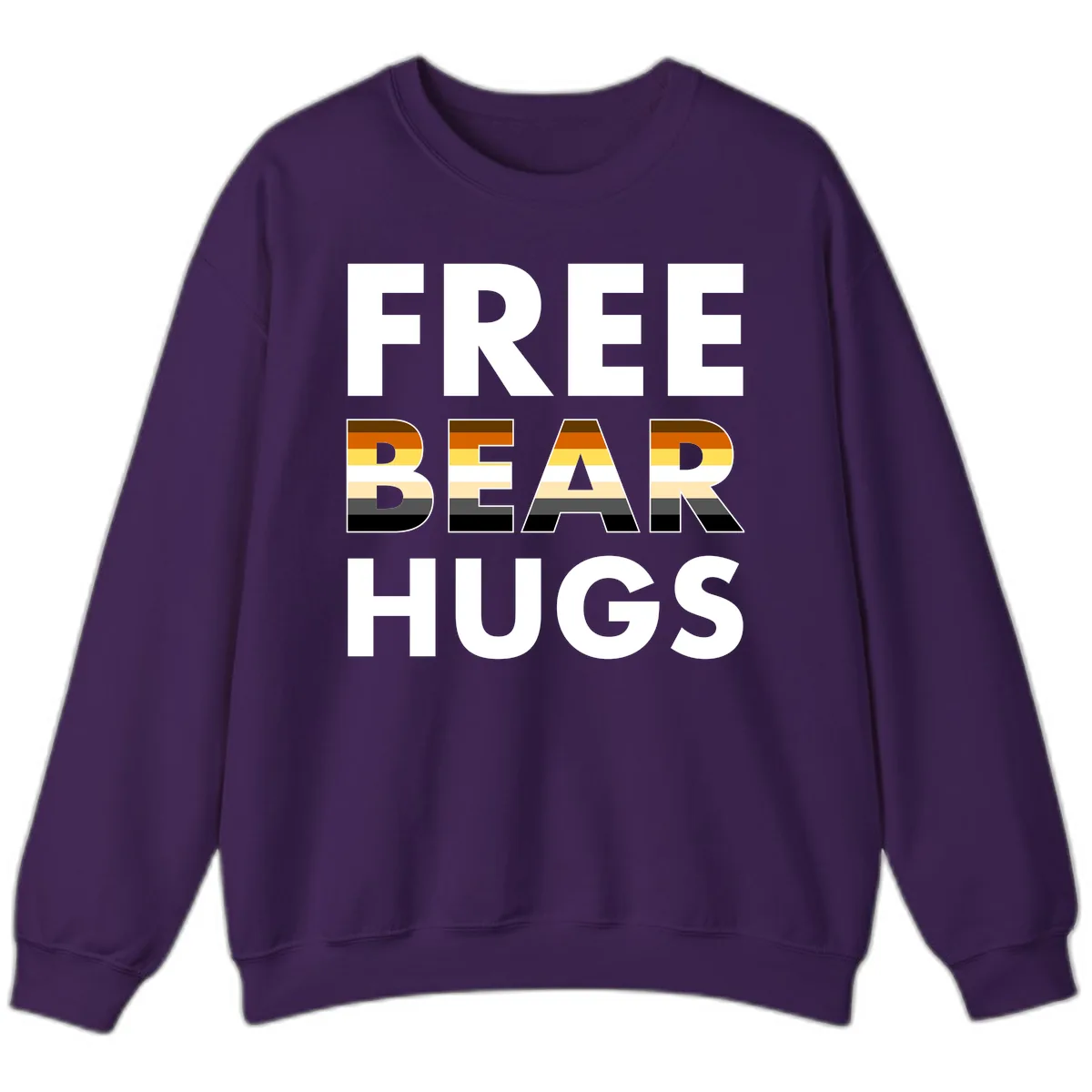 Free Bear Hugs Pride Flag Design Sweatshirt in Purple