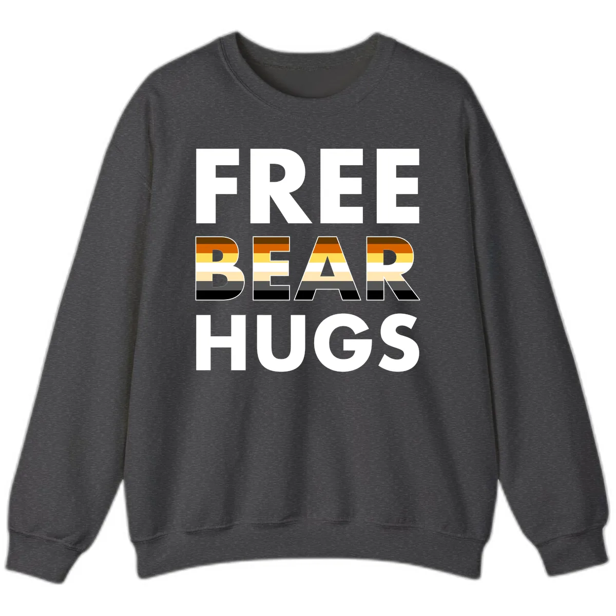 Free Bear Hugs Pride Flag Design Sweatshirt in Dark Heather