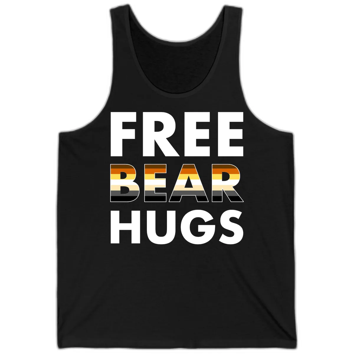 Free Bear Hugs Pride Flag Design Tank in Black