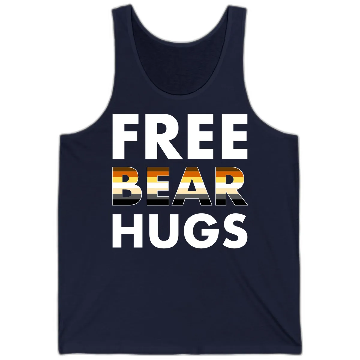 Free Bear Hugs Pride Flag Design Tank in Navy