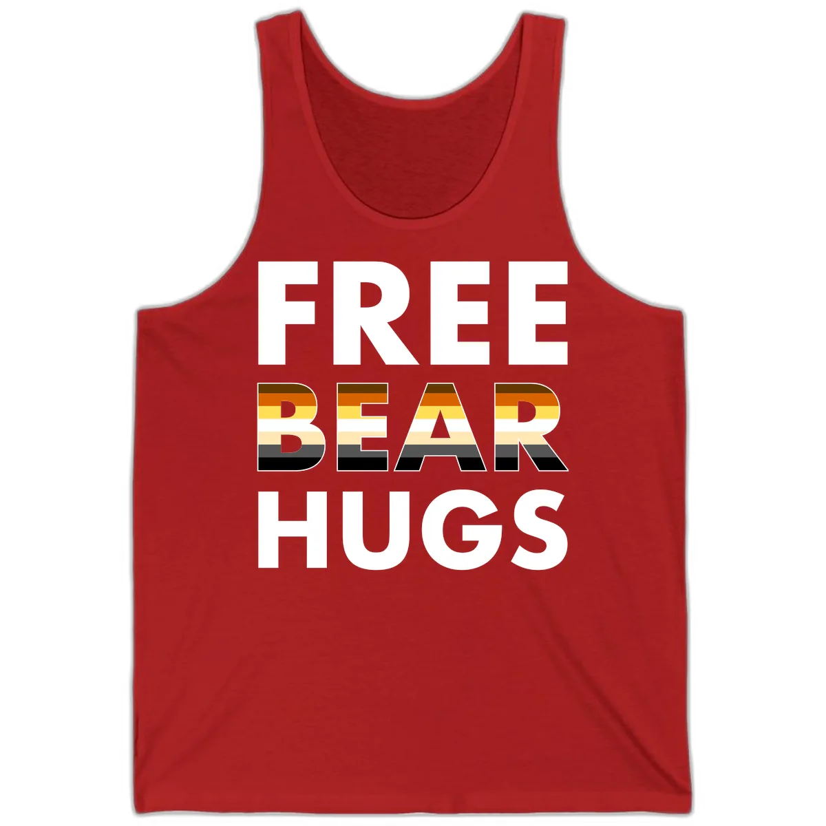 Free Bear Hugs Pride Flag Design Tank in Red