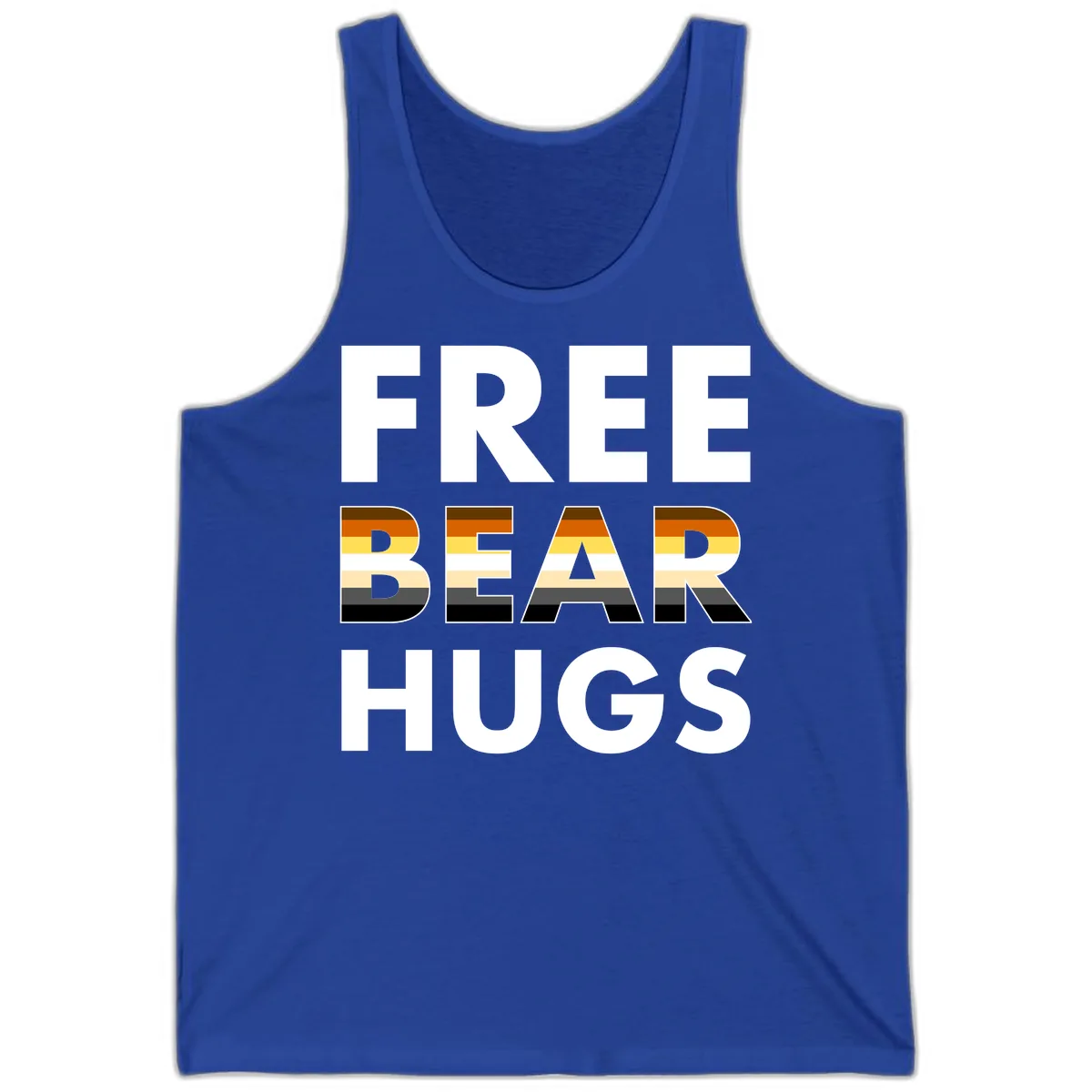 Free Bear Hugs Pride Flag Design Tank in True Royal