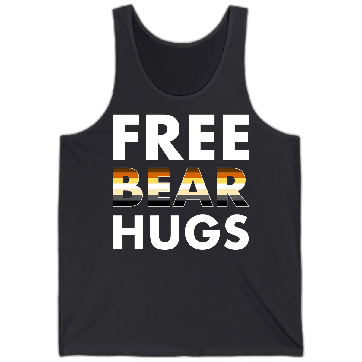 Free Bear Hugs Pride Flag Design Tank in Dark Grey