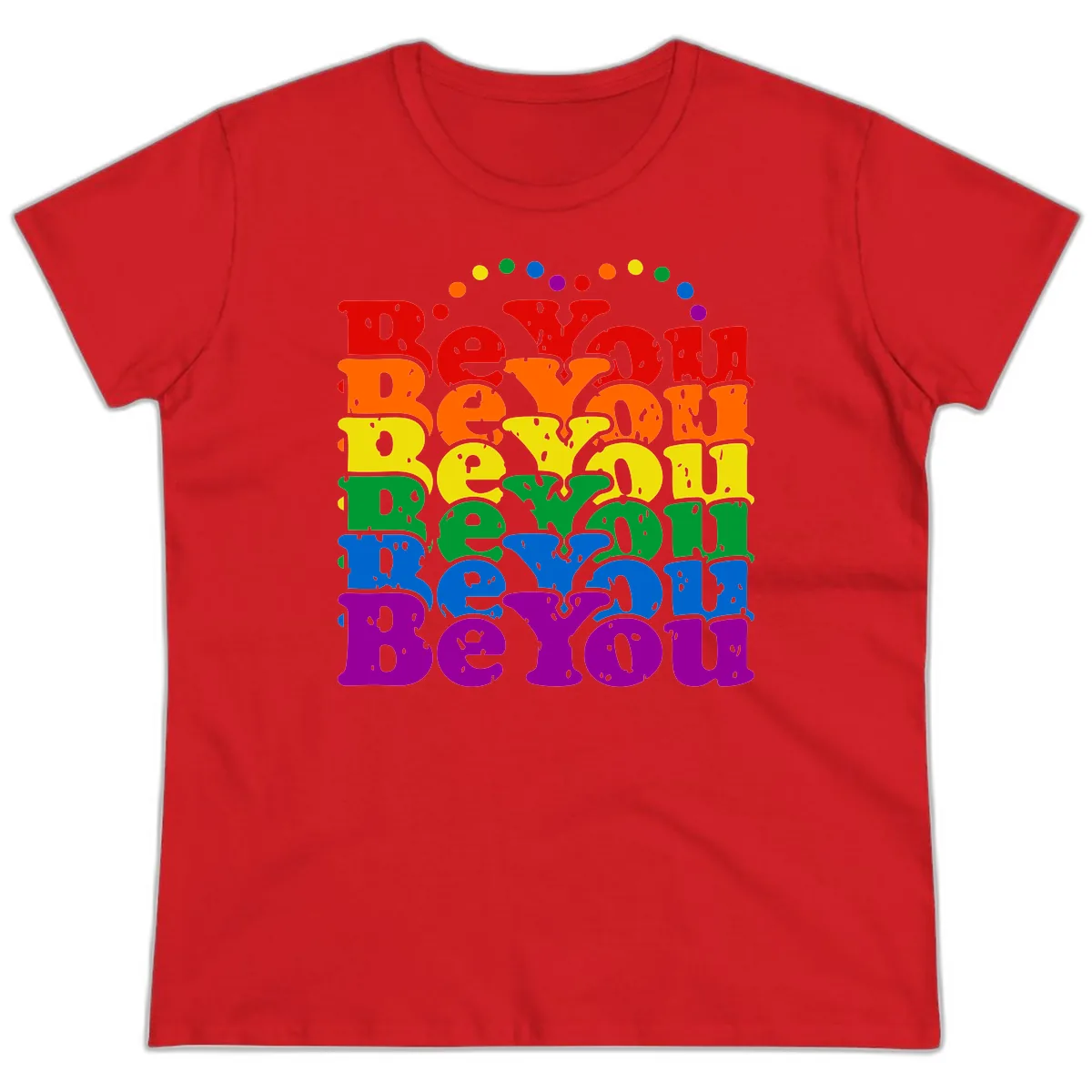 Beyond The Rainbow Pride Celebration Ladies Tee in Red