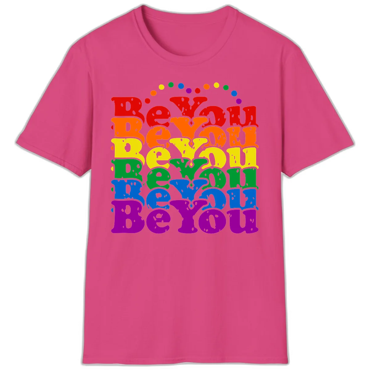 Beyond The Rainbow Pride Celebration T-Shirt in Heliconia