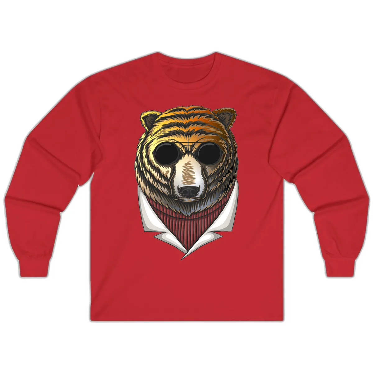 Cool Bear in Sunglasses Long Sleeve in Red