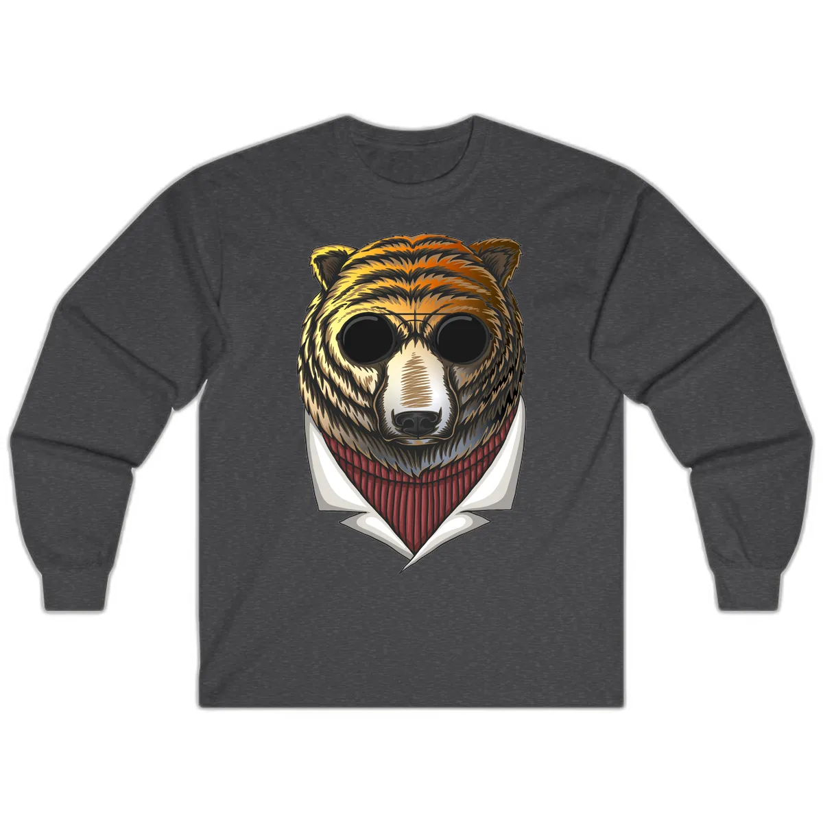Cool Bear in Sunglasses Long Sleeve in Dark Heather