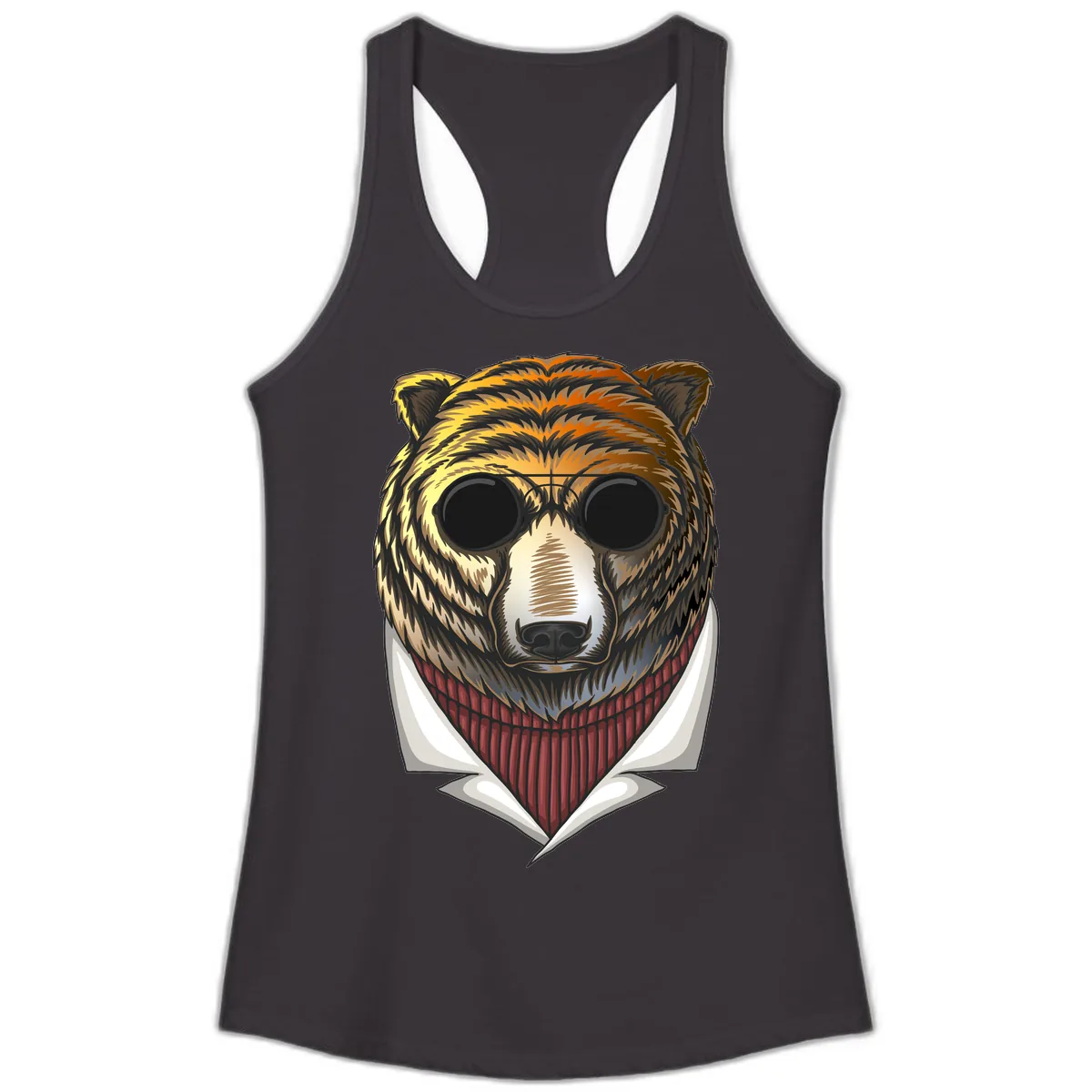 Cool Bear in Sunglasses Ladies Tank in Black