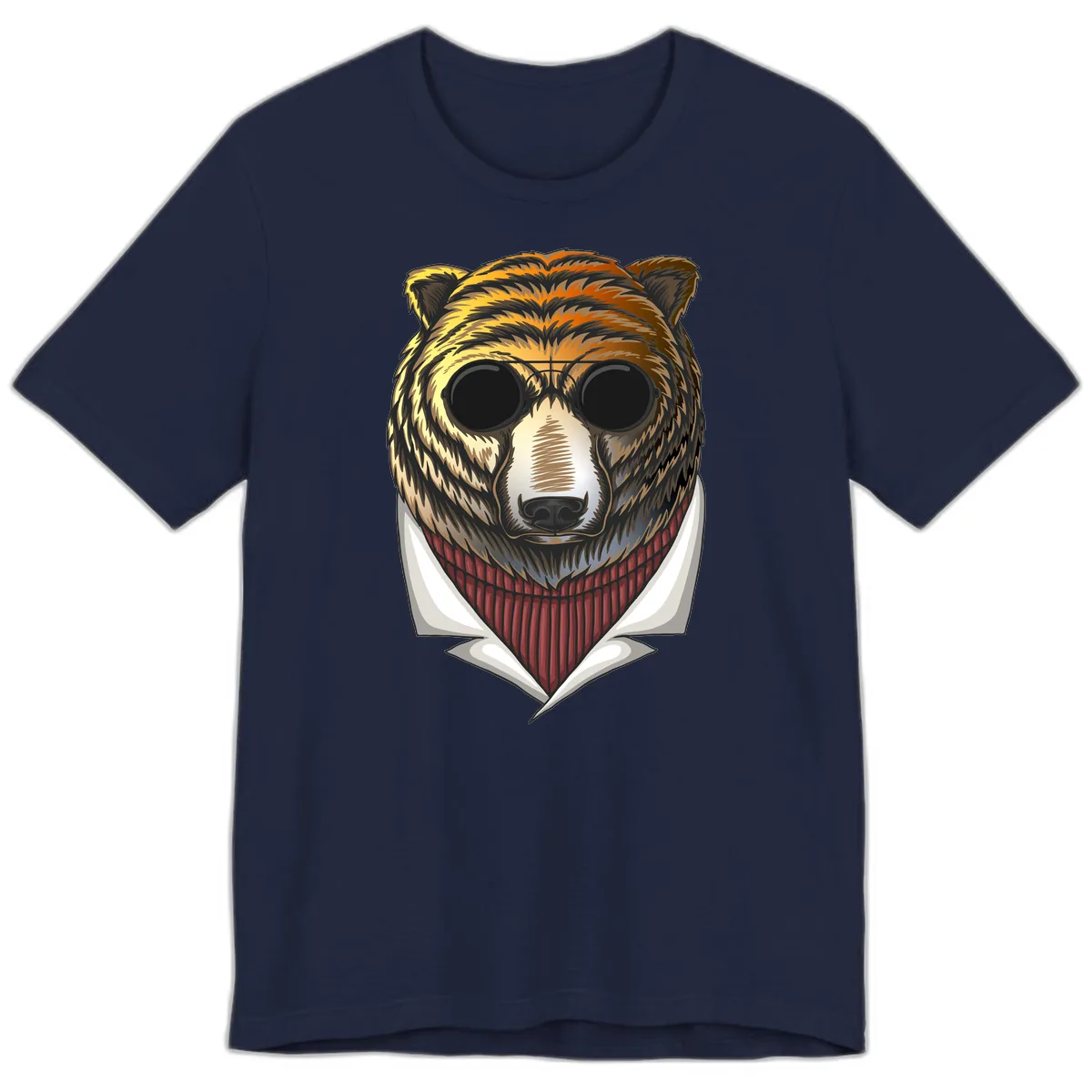 Cool Bear in Sunglasses Premium T-Shirt in Navy