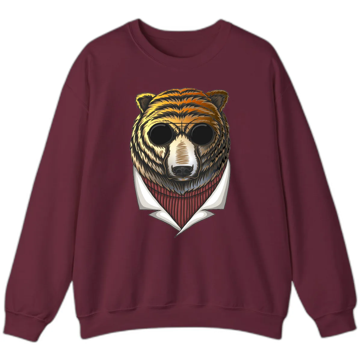 Cool Bear in Sunglasses Sweatshirt in Maroon