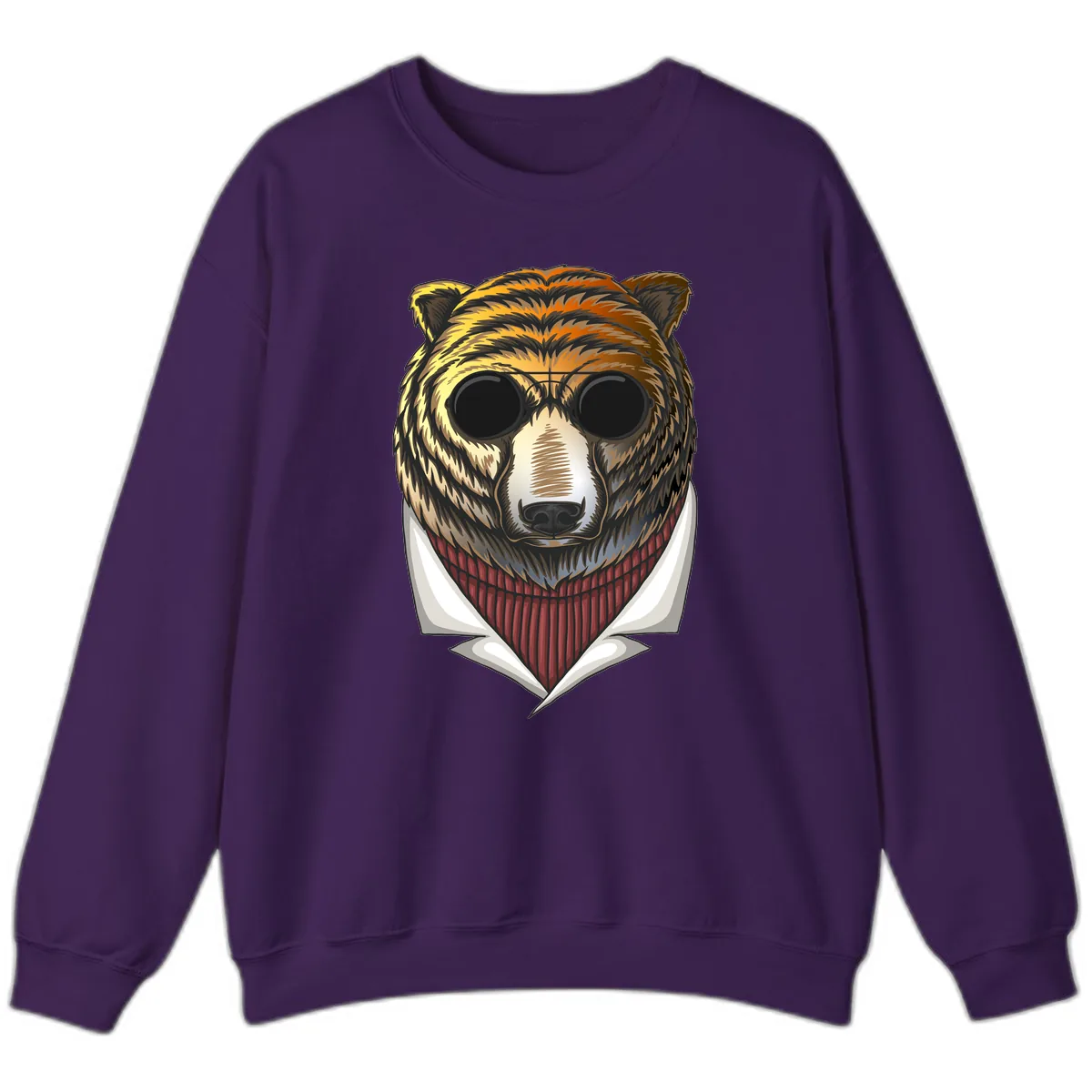 Cool Bear in Sunglasses Sweatshirt in Purple