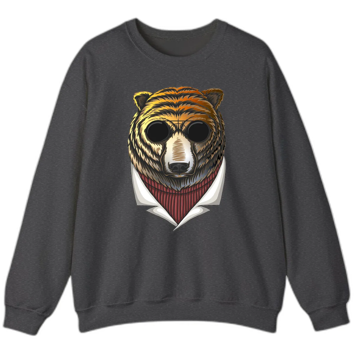 Cool Bear in Sunglasses Sweatshirt in Dark Heather