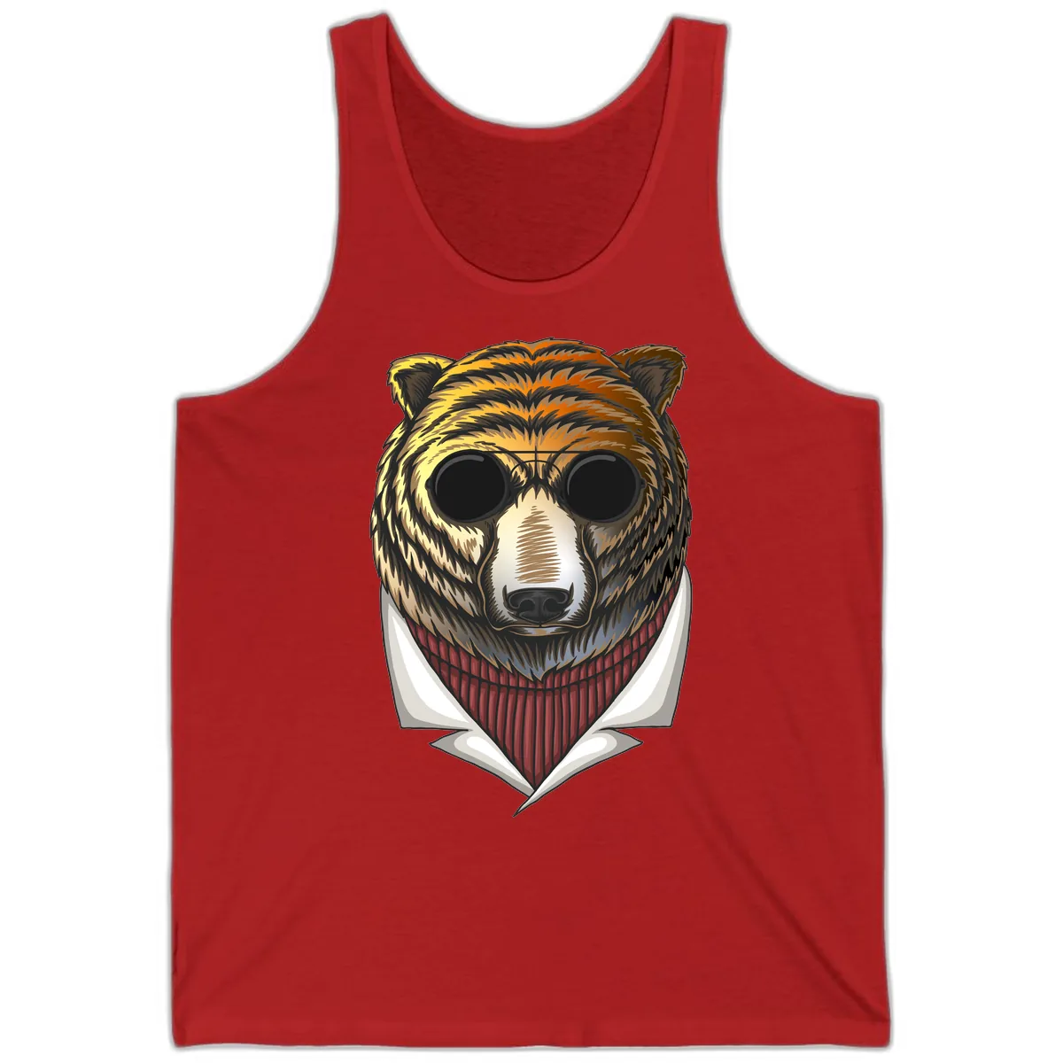 Cool Bear in Sunglasses Tank in Red
