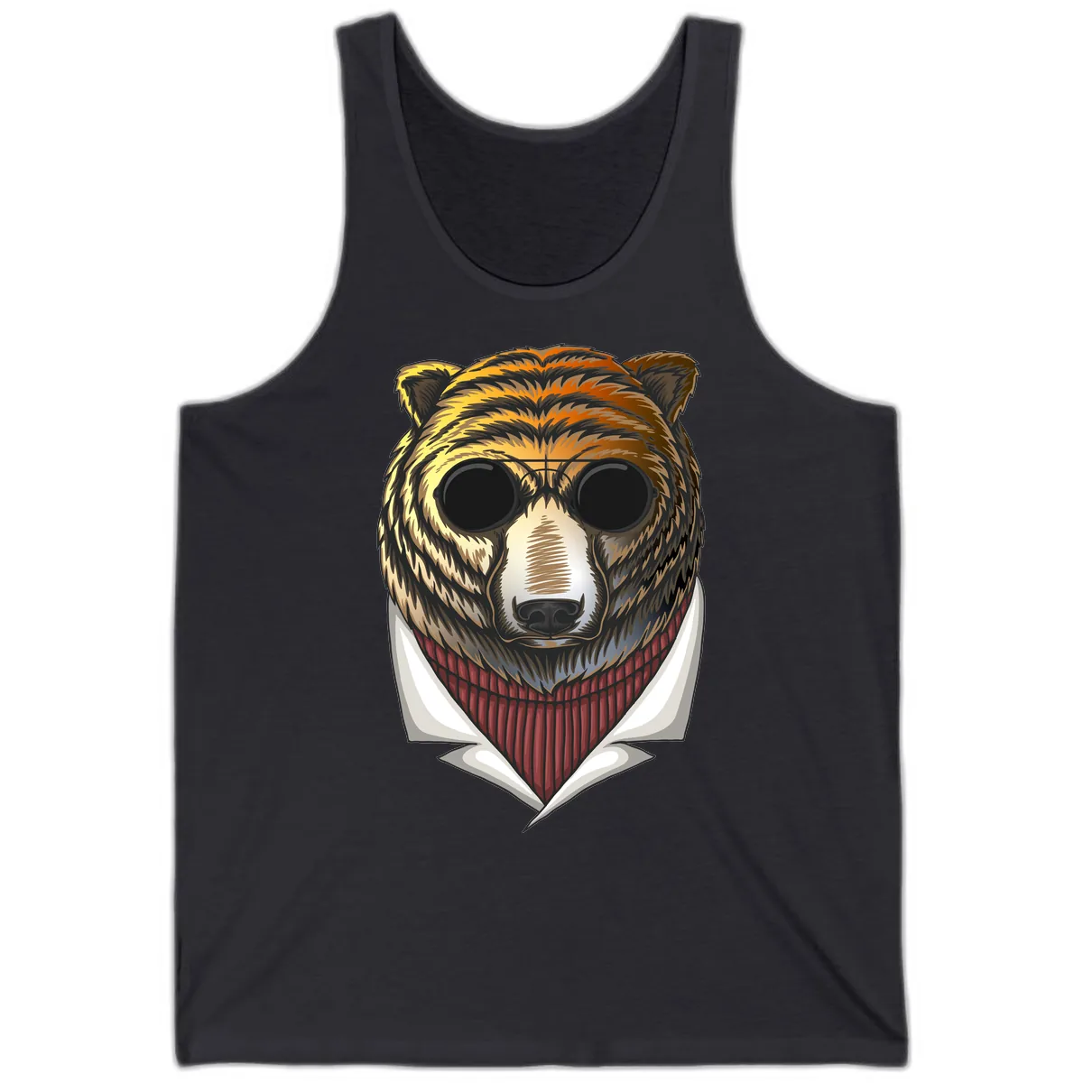 Cool Bear in Sunglasses Tank in Dark Grey