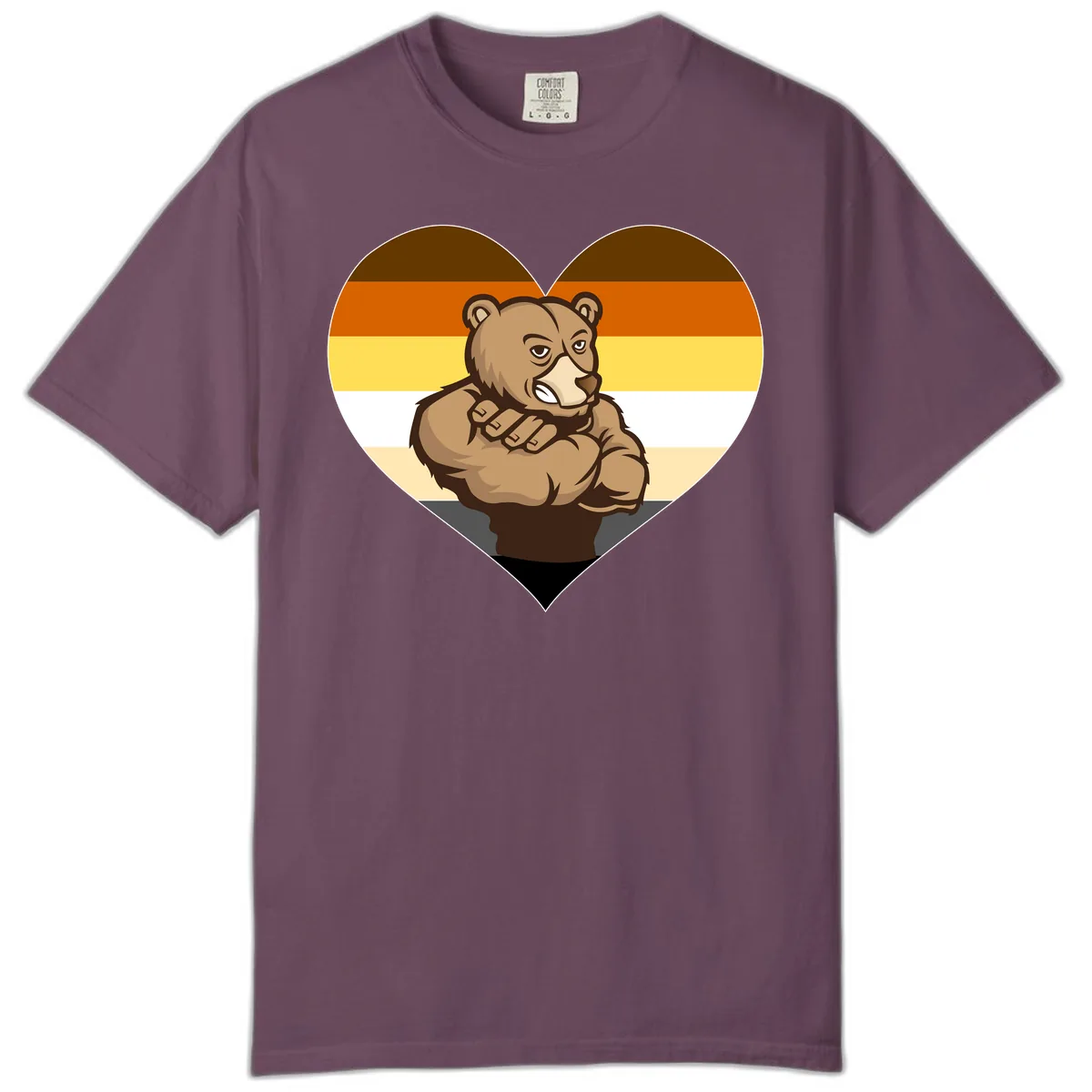 Bear Pride Heart Comfort Color in Berry