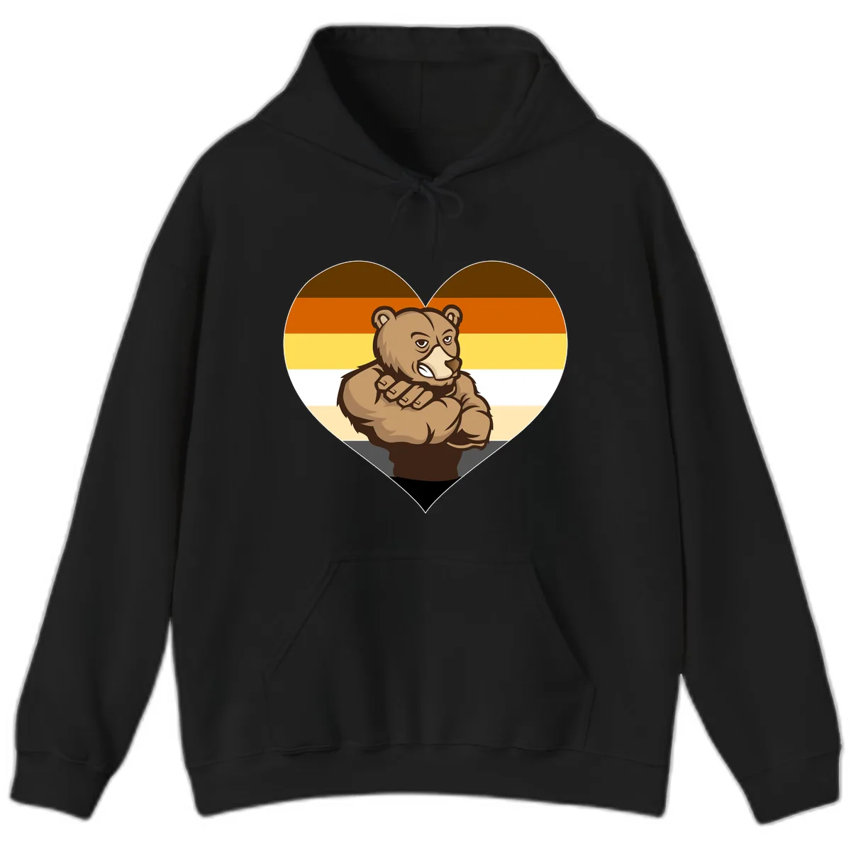 Bear Pride Heart Hoodie in Black