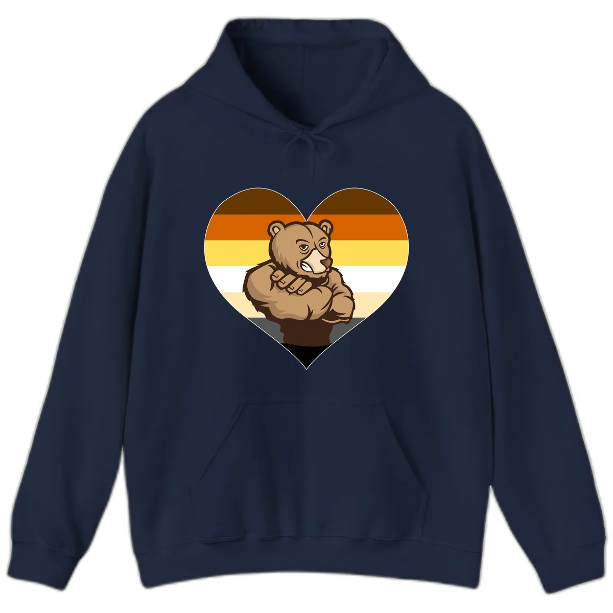 Bear Pride Heart Hoodie in Navy