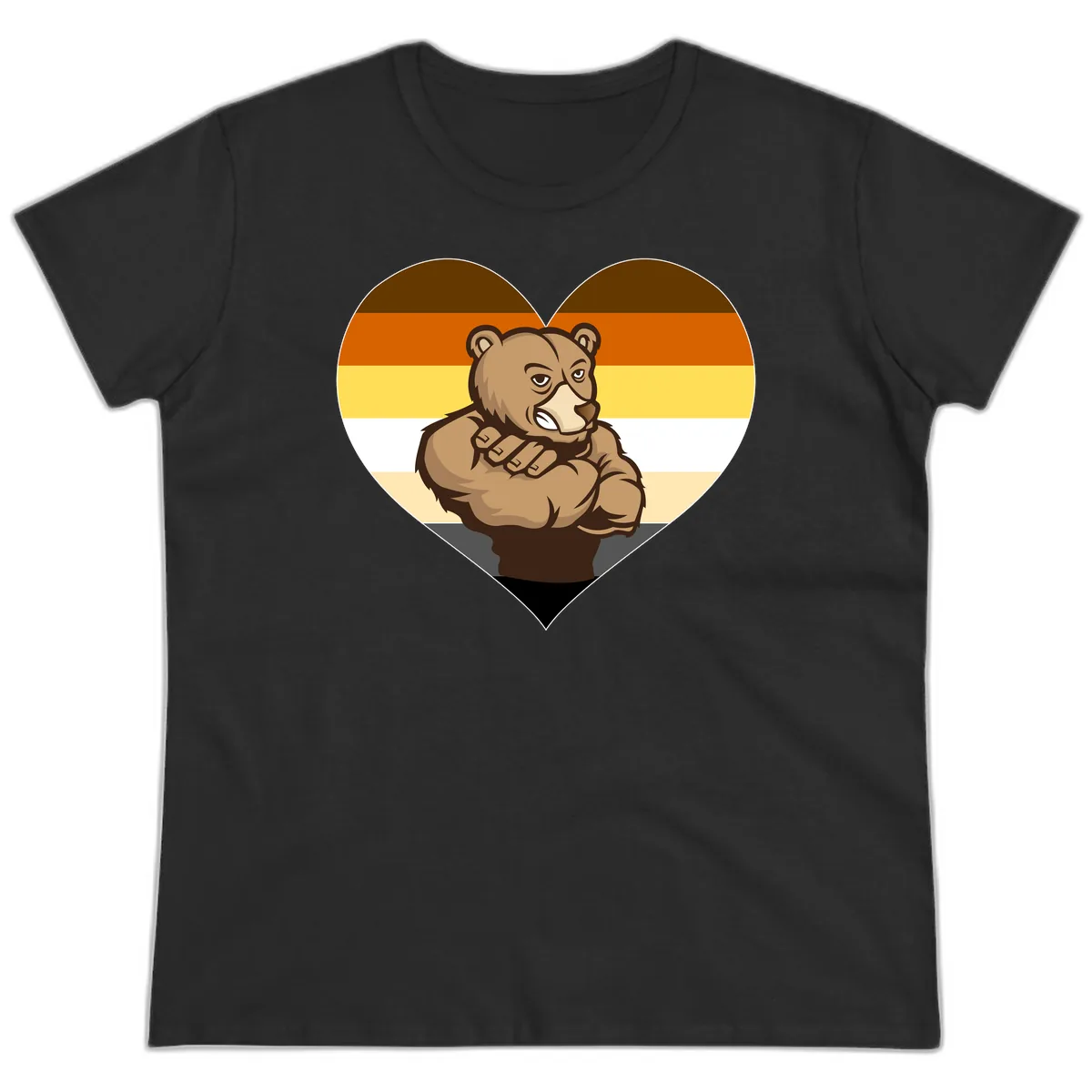 Bear Pride Heart Ladies Tee in Black