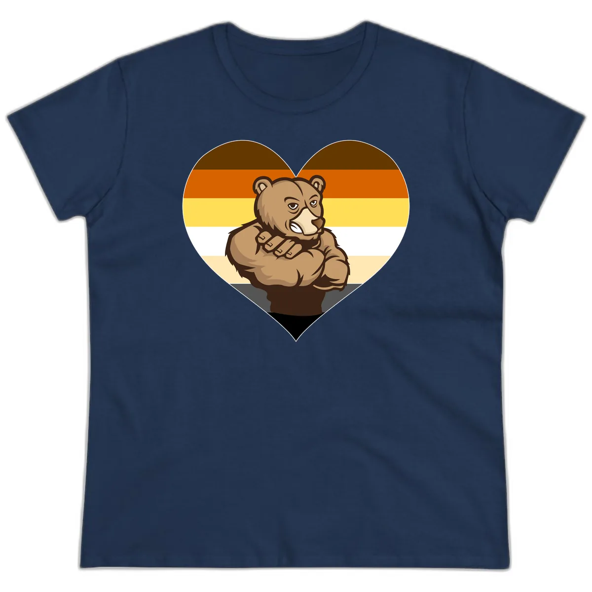Bear Pride Heart Ladies Tee in Navy