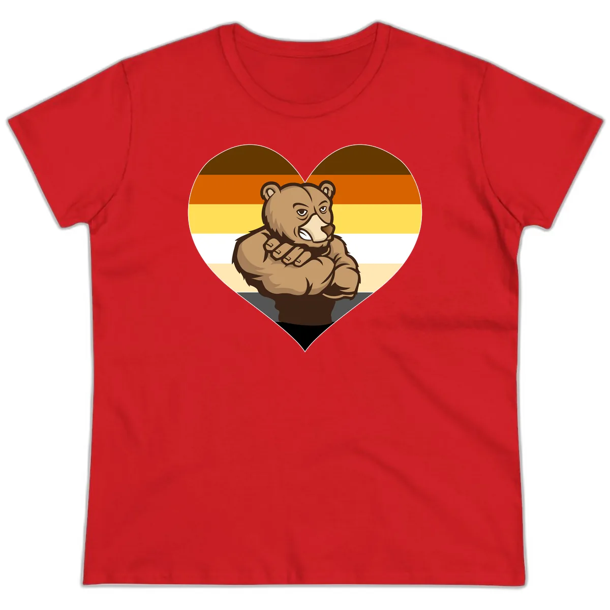 Bear Pride Heart Ladies Tee in Red