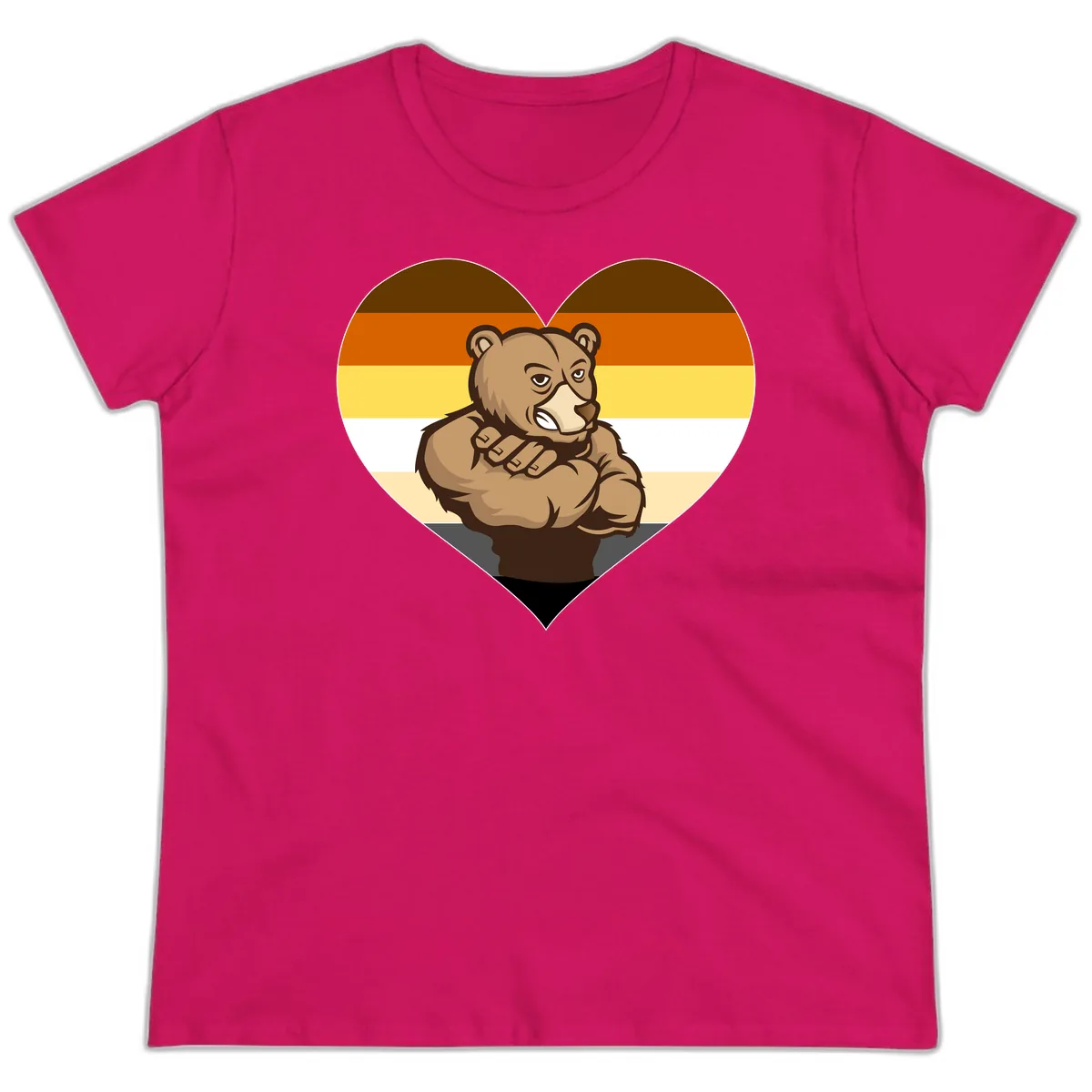 Bear Pride Heart Ladies Tee in Heliconia