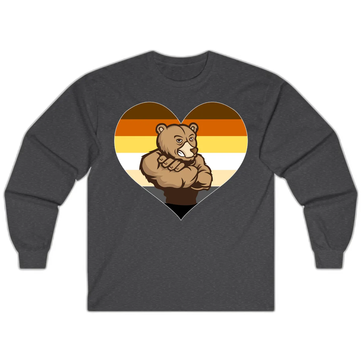 Bear Pride Heart Long Sleeve in Dark Heather