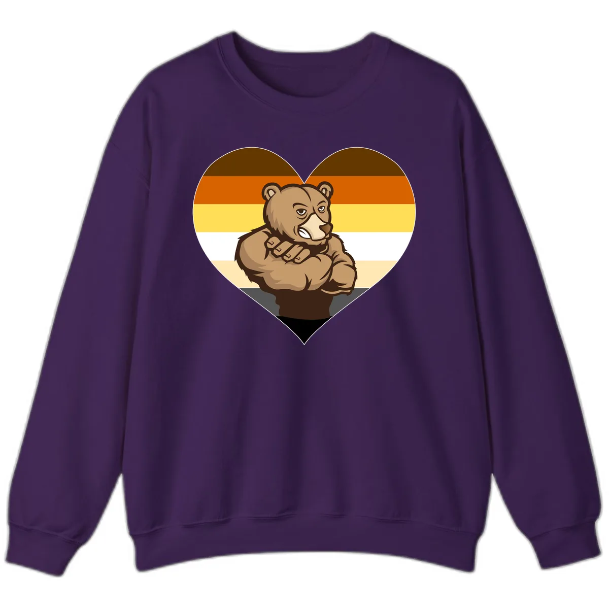 Bear Pride Heart Sweatshirt in Purple