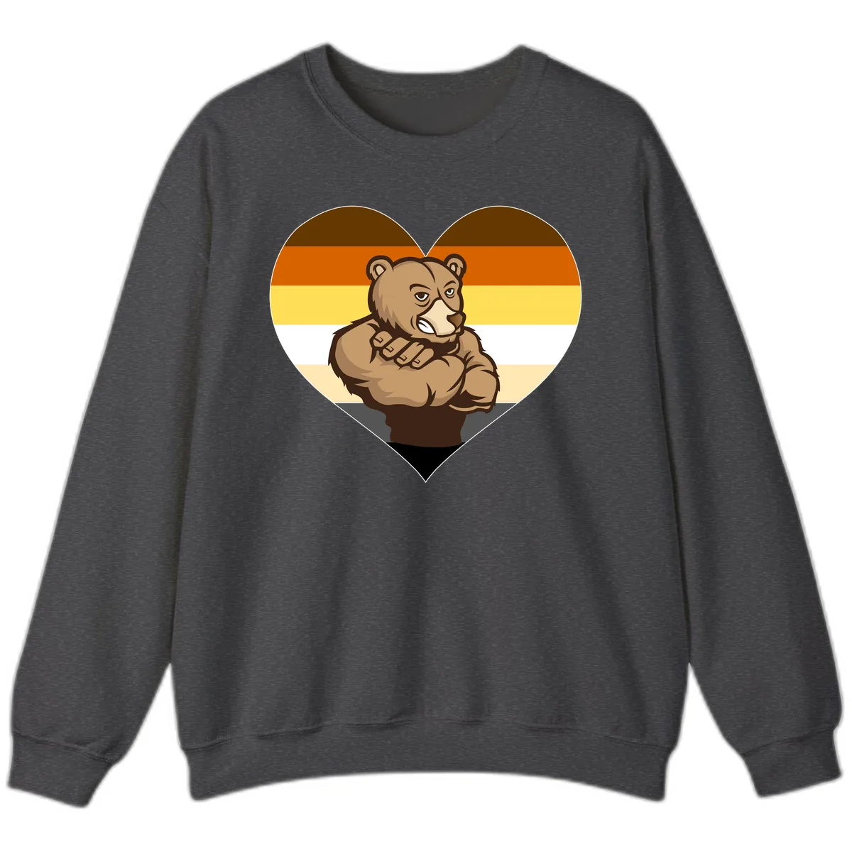 Bear Pride Heart Sweatshirt in Dark Heather