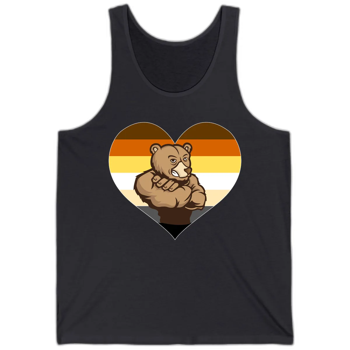 Bear Pride Heart Tank in Dark Grey