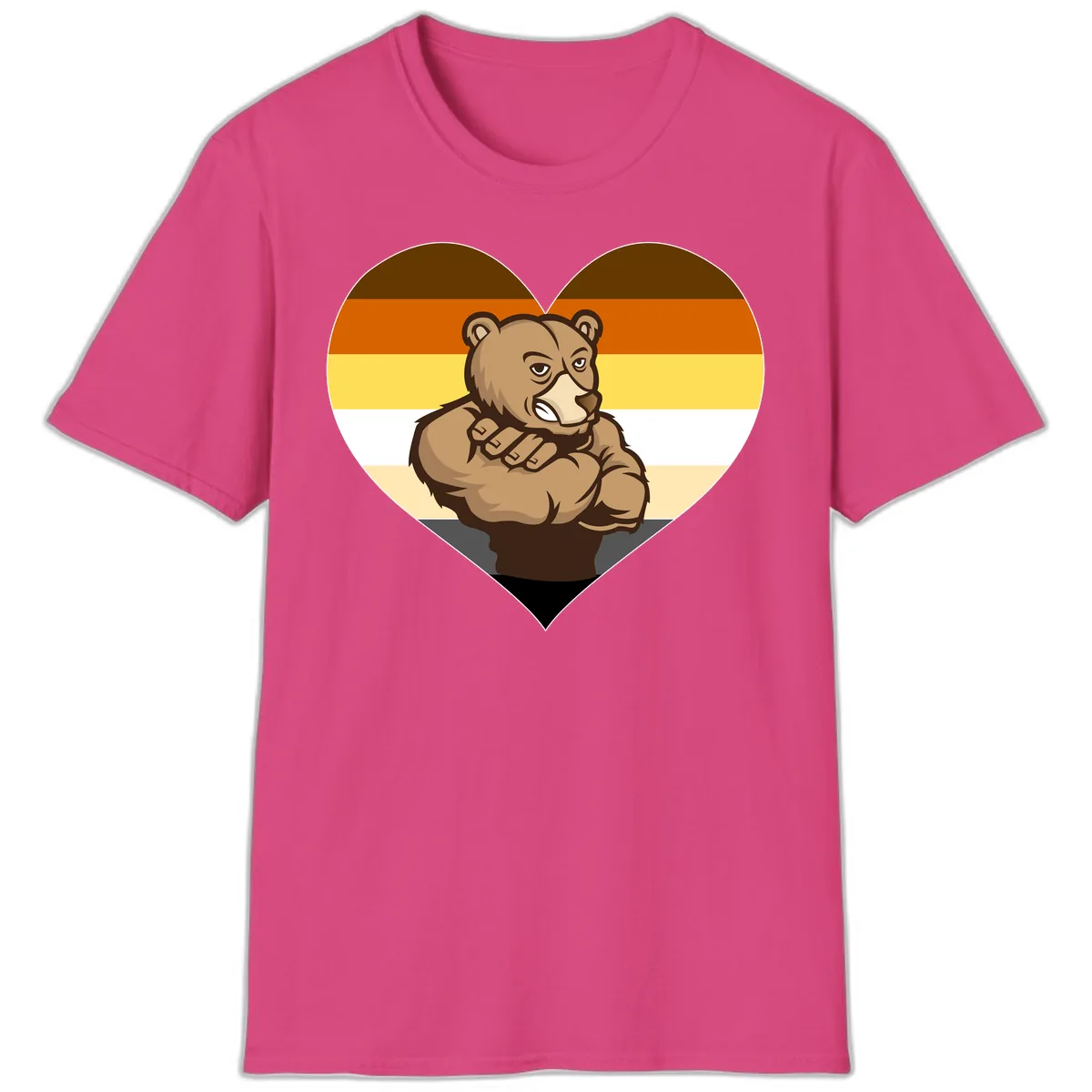 Bear Pride Heart T-Shirt in Heliconia