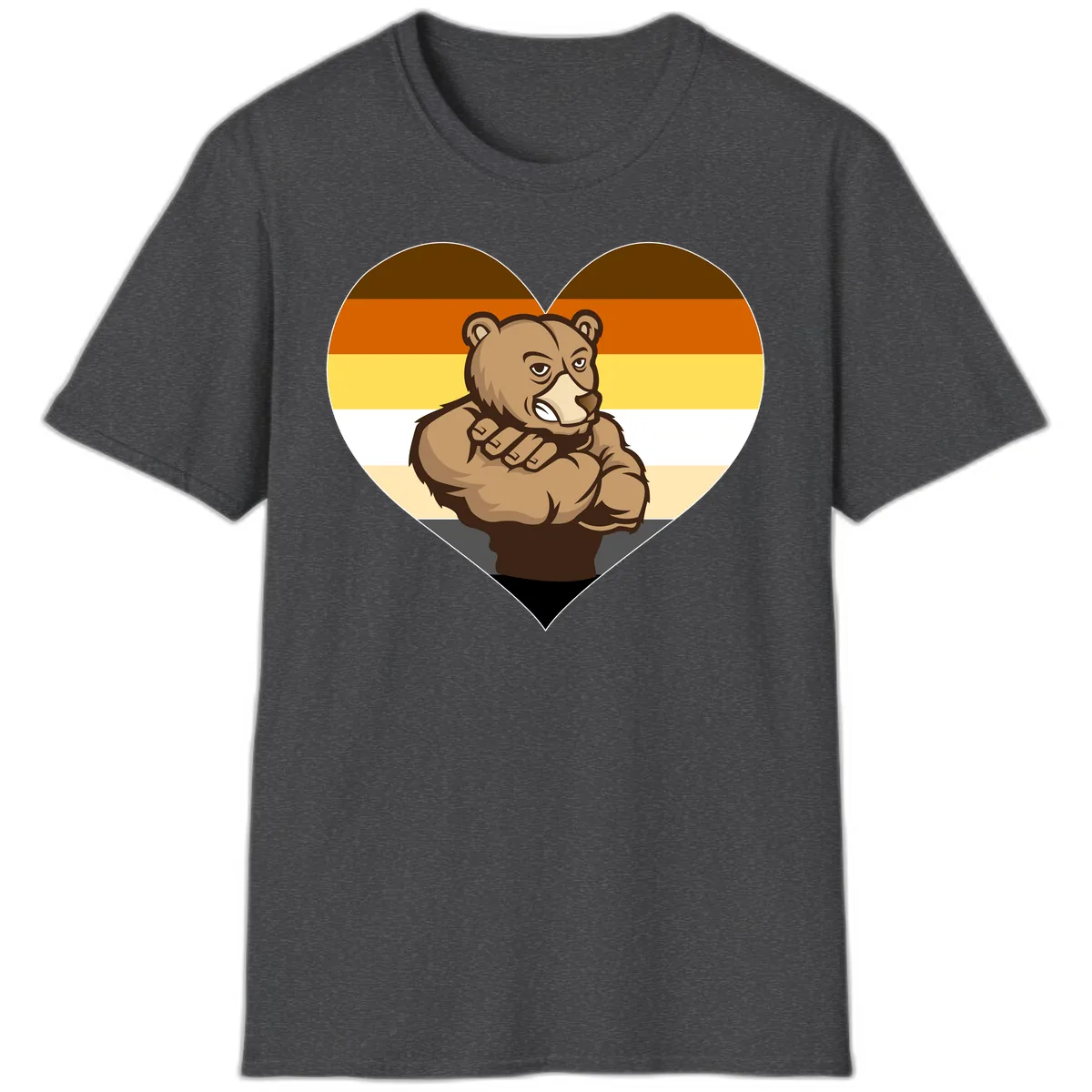 Bear Pride Heart T-Shirt in Dark Heather