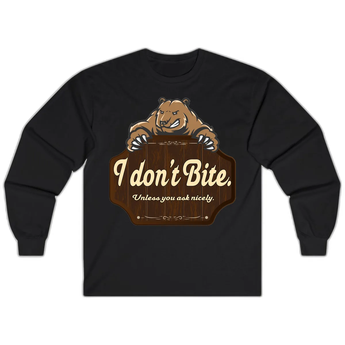 I Don't Bite Bear Long Sleeve in Black