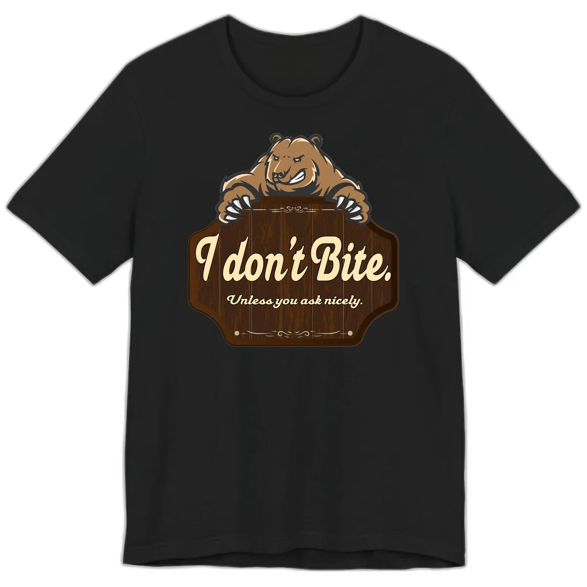 I Don't Bite Bear Premium T-Shirt in Black