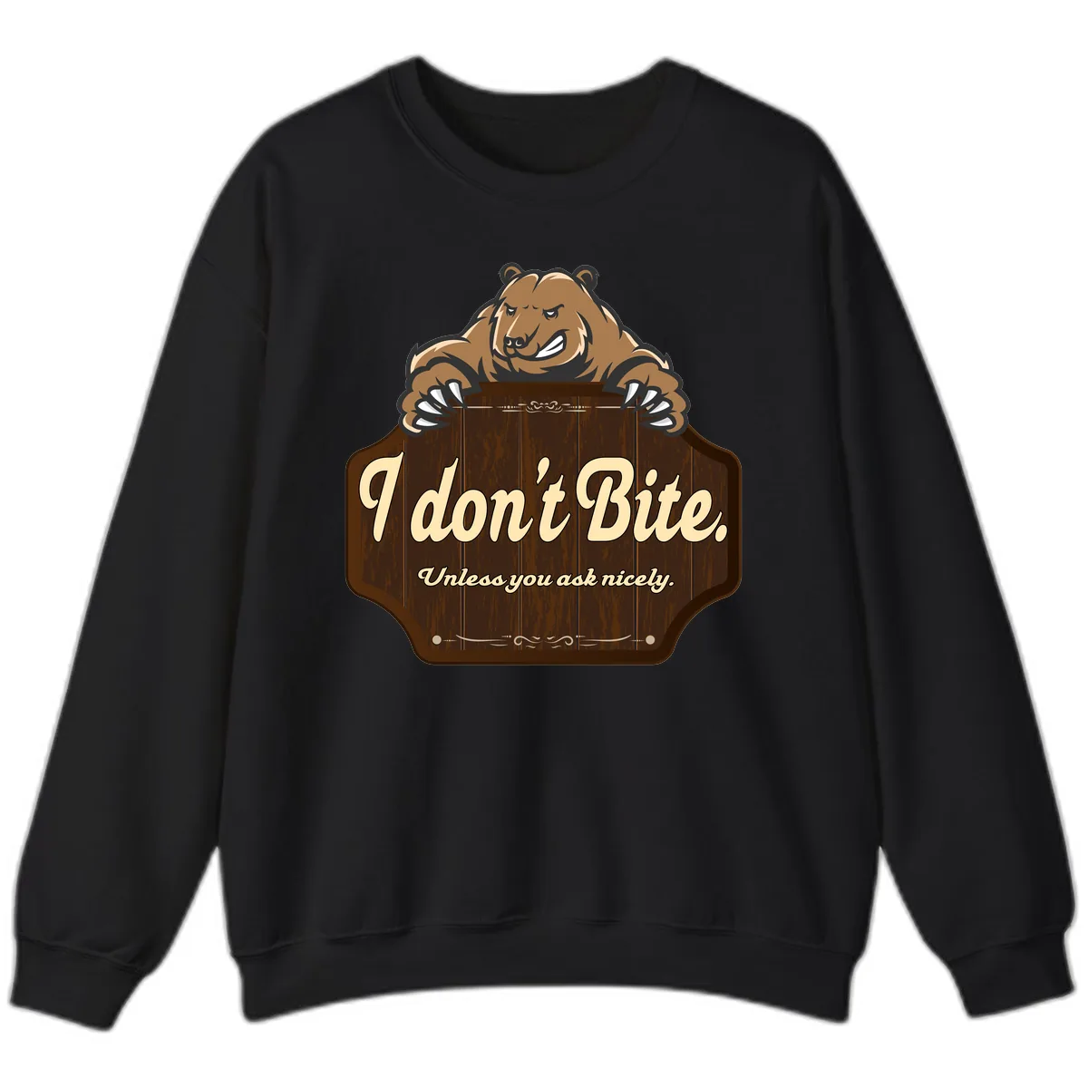 I Don't Bite Bear Sweatshirt in Black