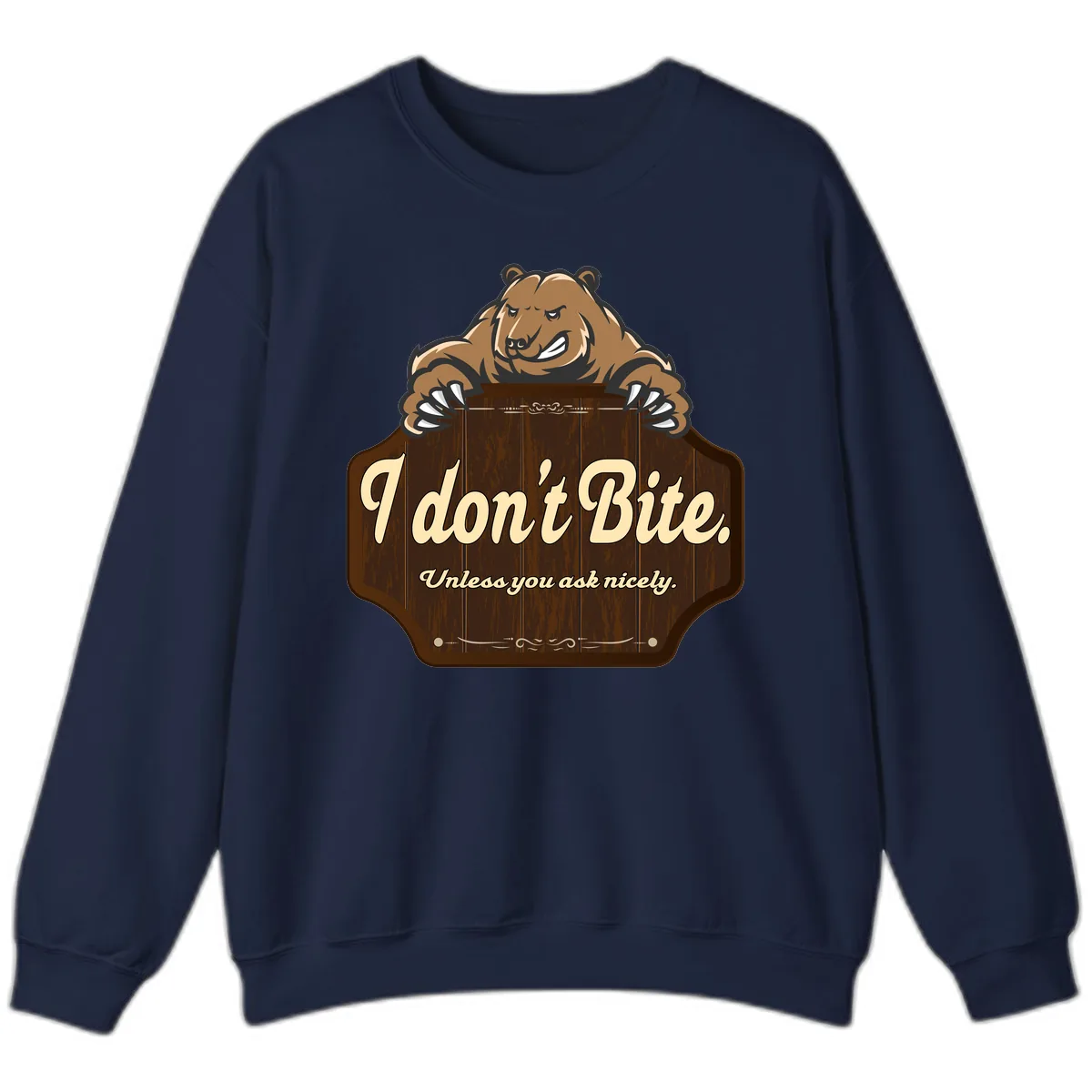 I Don't Bite Bear Sweatshirt in Navy