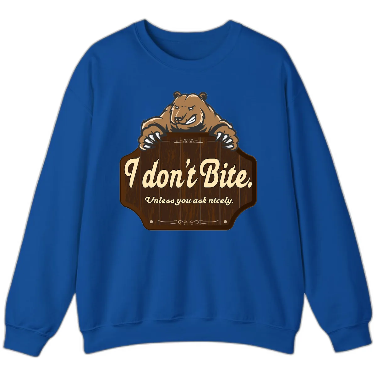 I Don't Bite Bear Sweatshirt in Royal