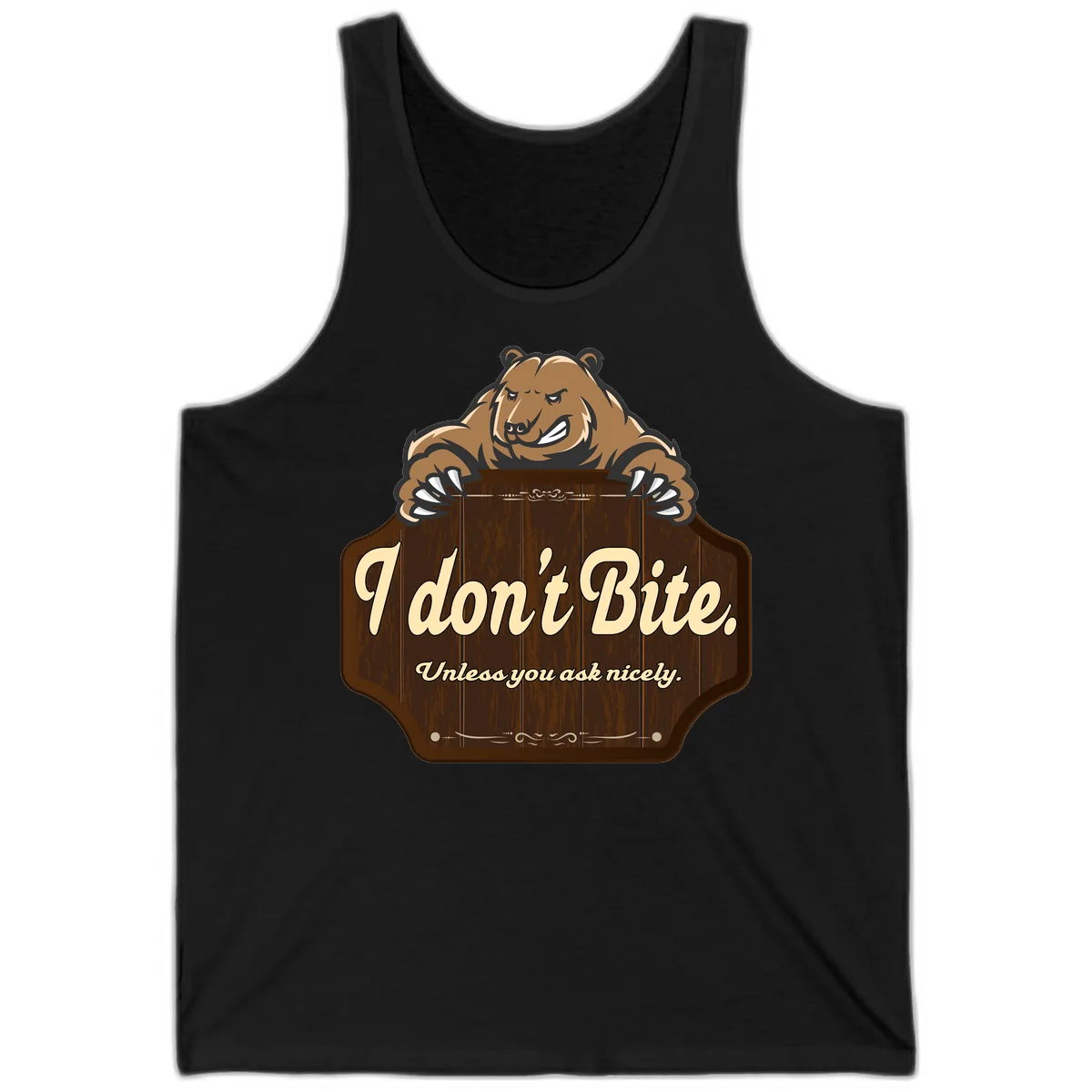 I Don't Bite Bear Tank in Black