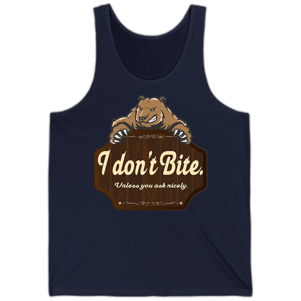 I Don't Bite Bear Tank in Navy