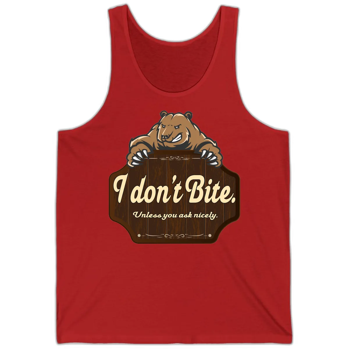 I Don't Bite Bear Tank in Red