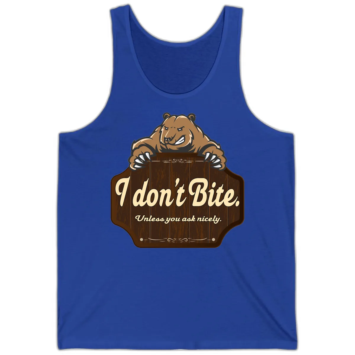I Don't Bite Bear Tank in True Royal