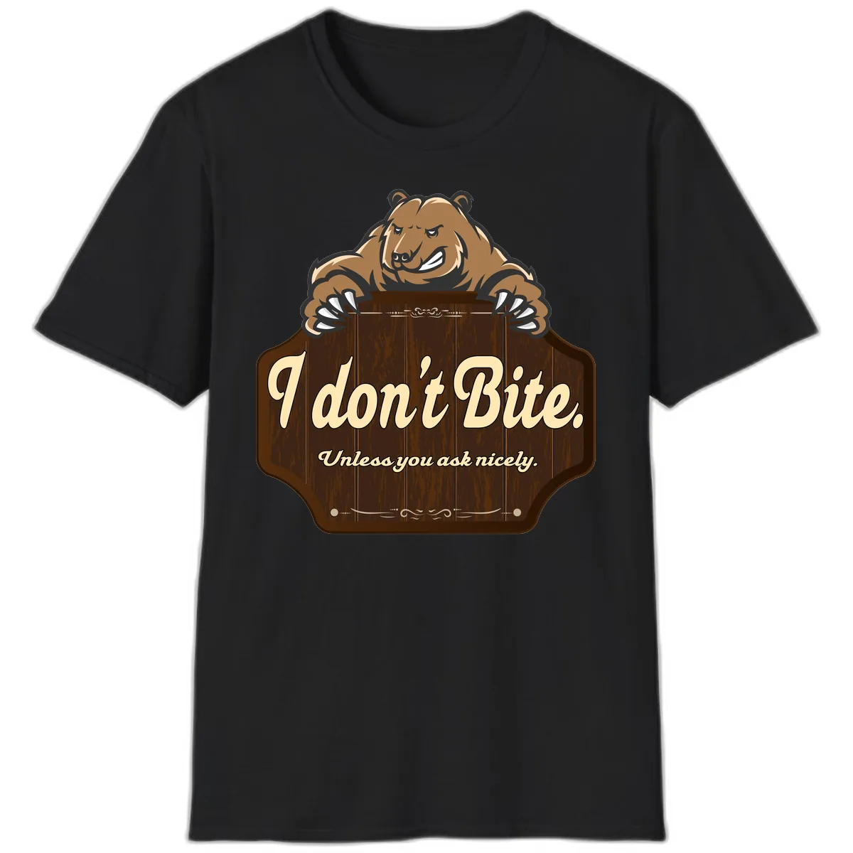 I Don't Bite Bear T-Shirt in Black