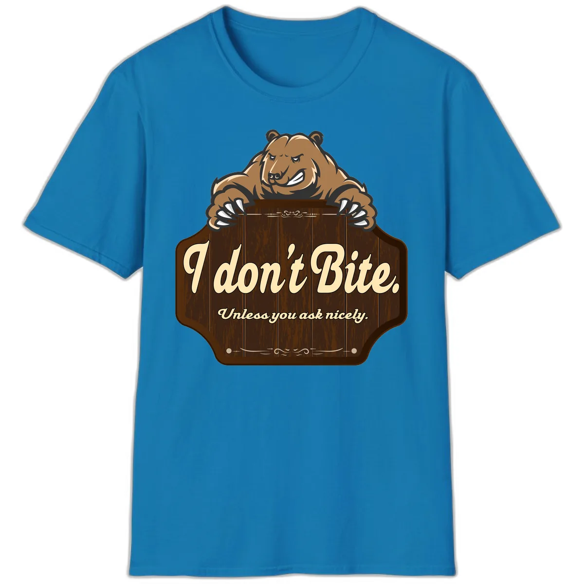 I Don't Bite Bear T-Shirt in Sapphire