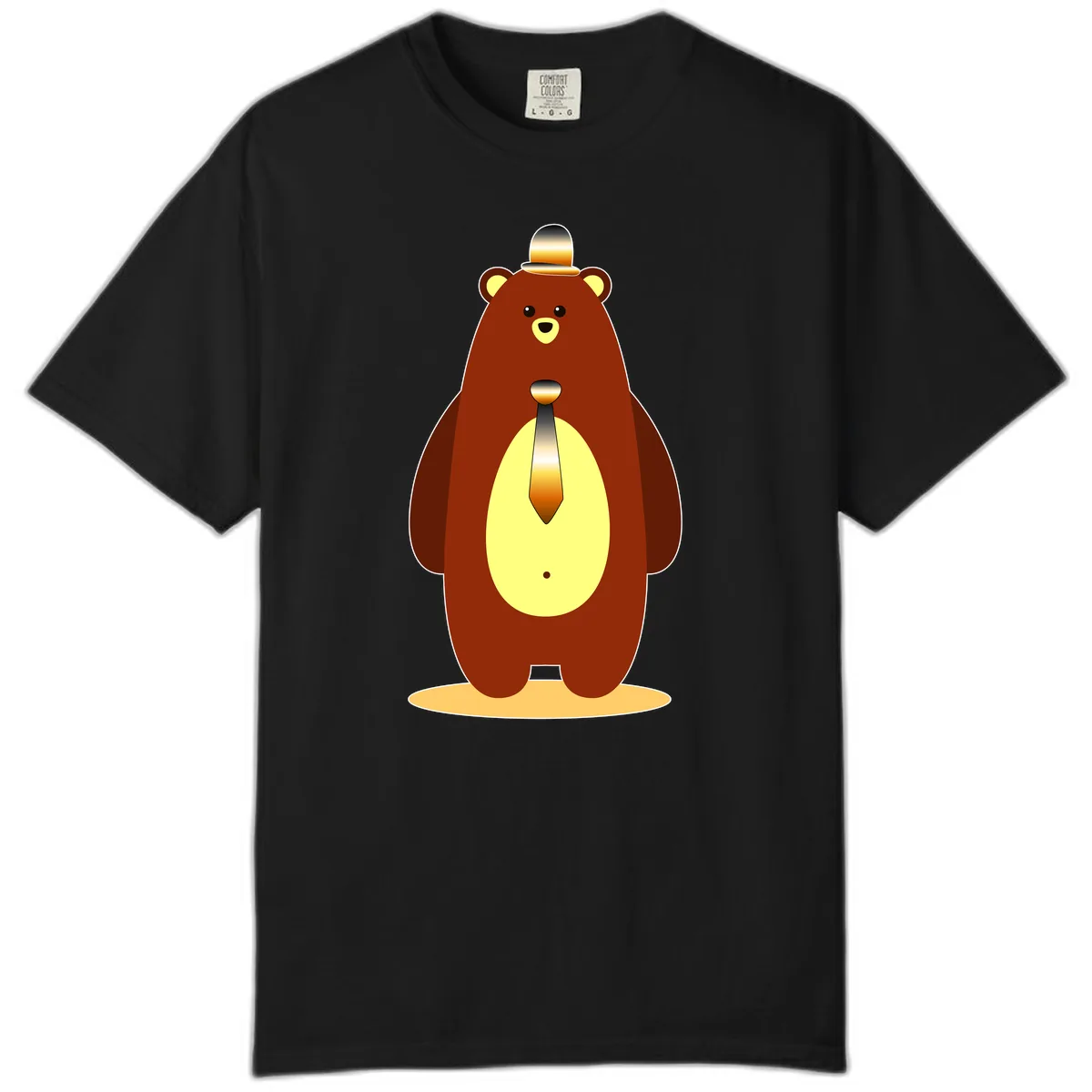 Gentleman Bear With Golden Tie Comfort Color in Black