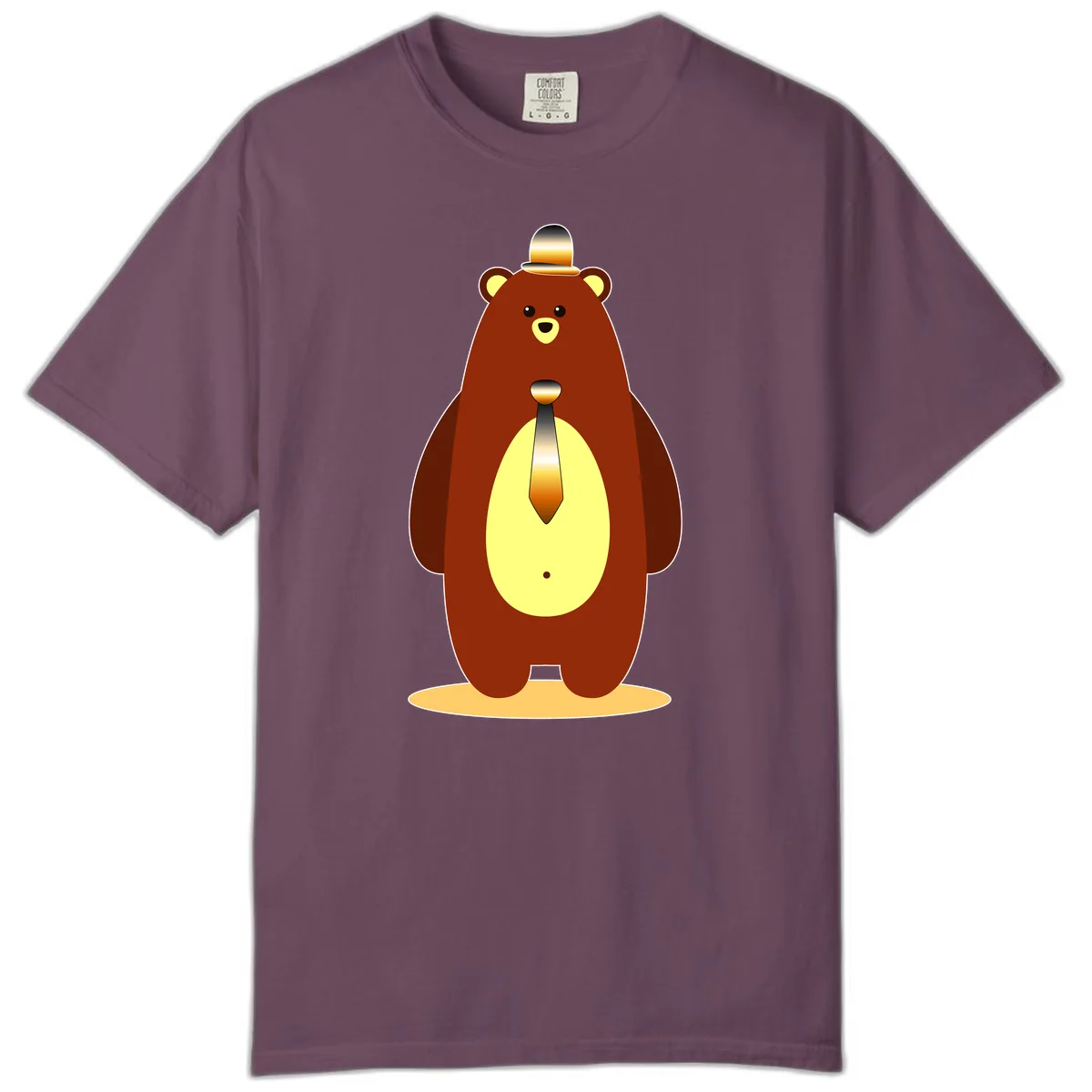 Gentleman Bear With Golden Tie Comfort Color in Berry