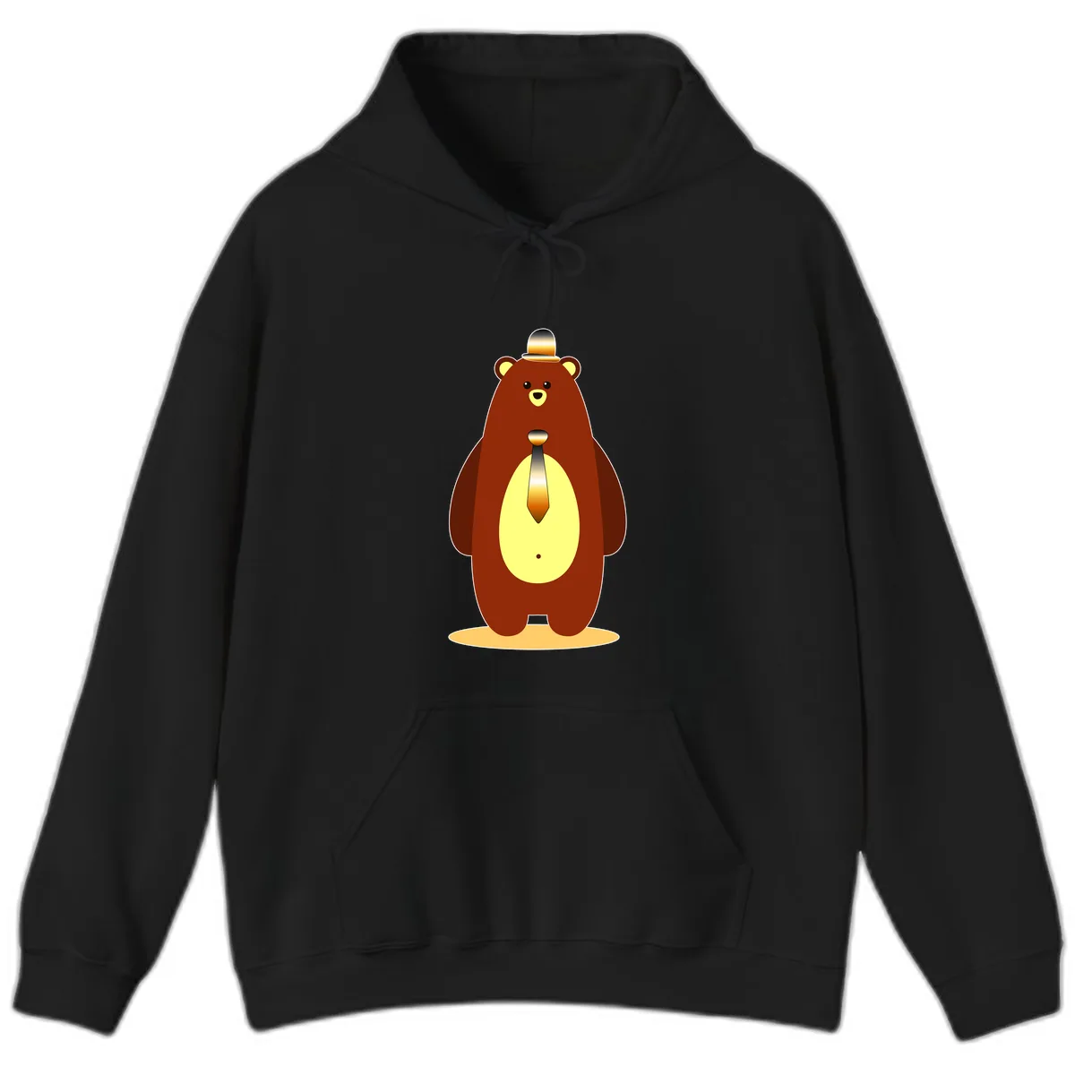 Gentleman Bear With Golden Tie Hoodie in Black