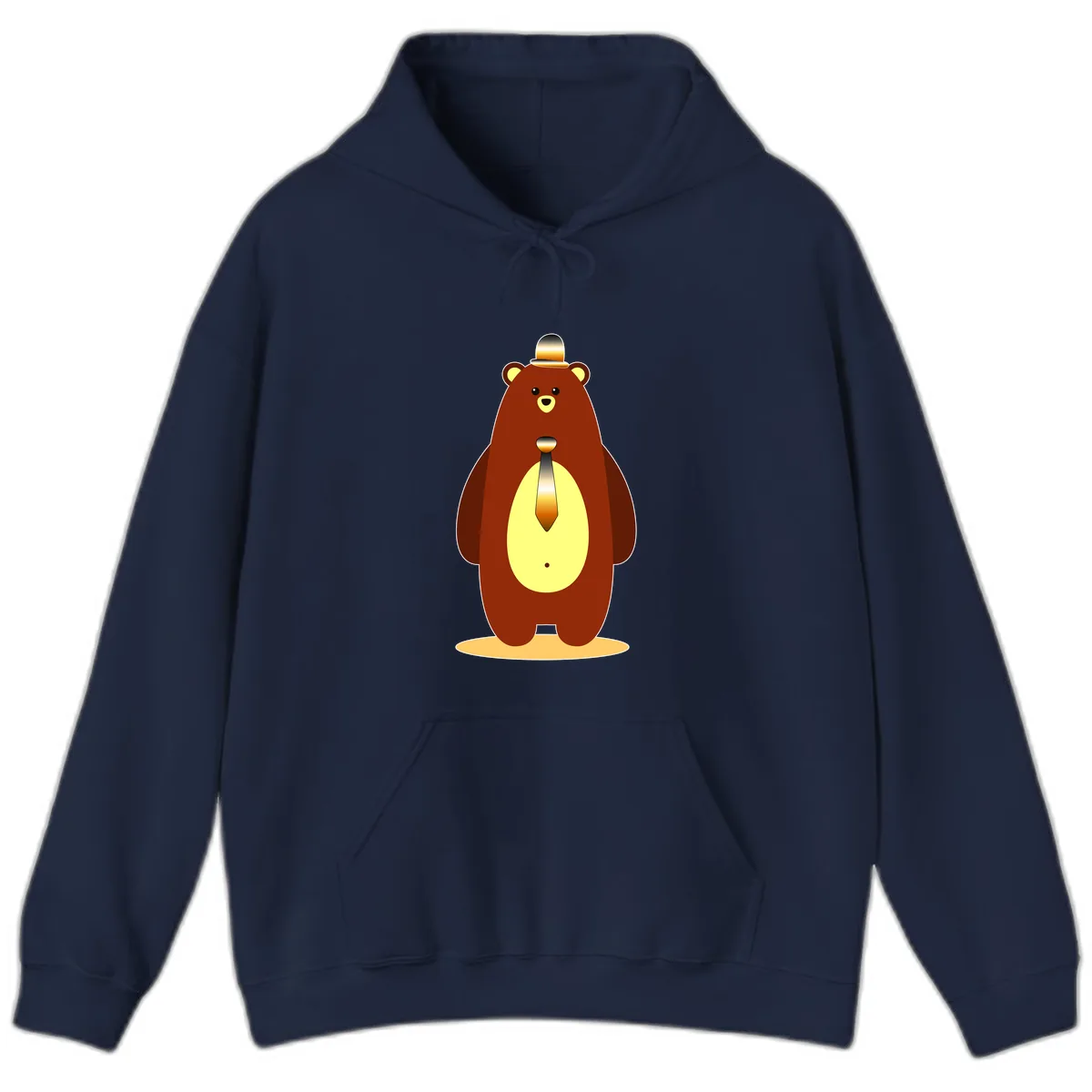 Gentleman Bear With Golden Tie Hoodie in Navy
