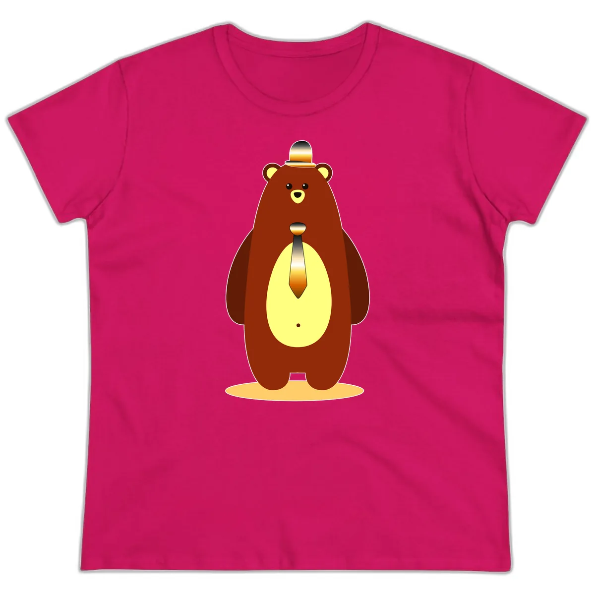 Gentleman Bear With Golden Tie Ladies Tee in Heliconia