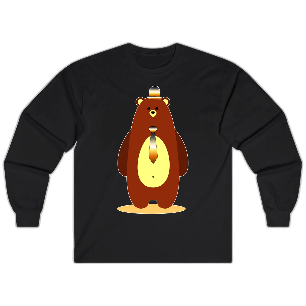 Gentleman Bear With Golden Tie Long Sleeve in Black